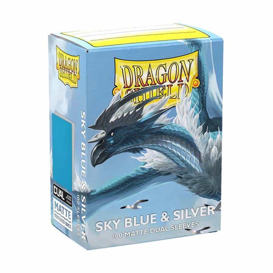 Supplies - Dragon Shield Dual Matte Standard Sleeves - Sky Blue & Silver (100 Pack) - Dragon Shield Card Sleeves